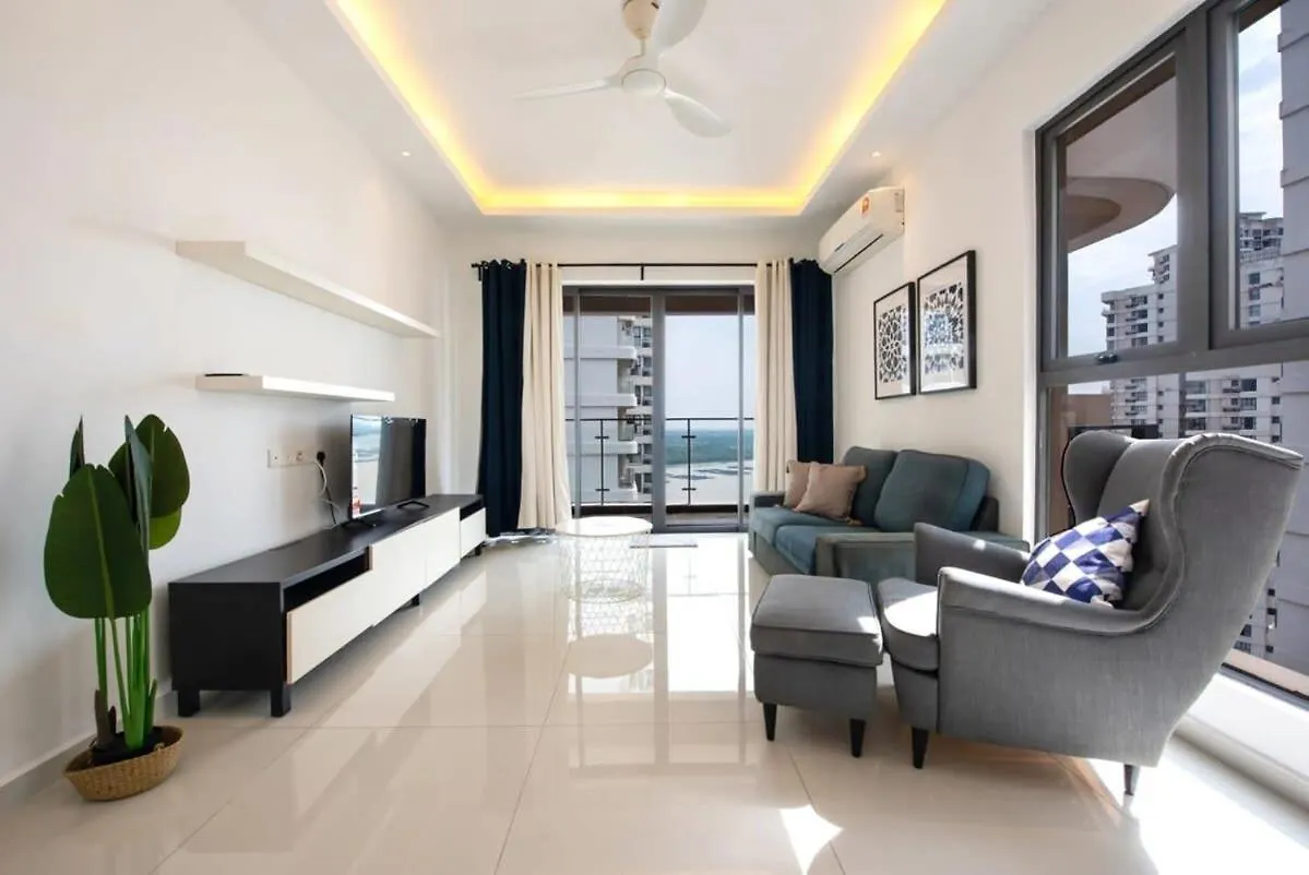 ג'והור בהרו Comfy 3Br Apt In Danga Bay Free Parking Sea View